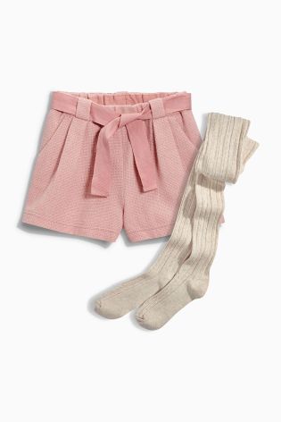 Textured Shorts With Tights (3-16yrs)